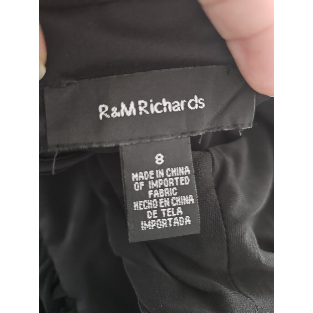 R&M Richard Gown Long Dress Black Sequin Midriff Bare Shoulders Front Slit Sz 8 - Picture 4 of 8